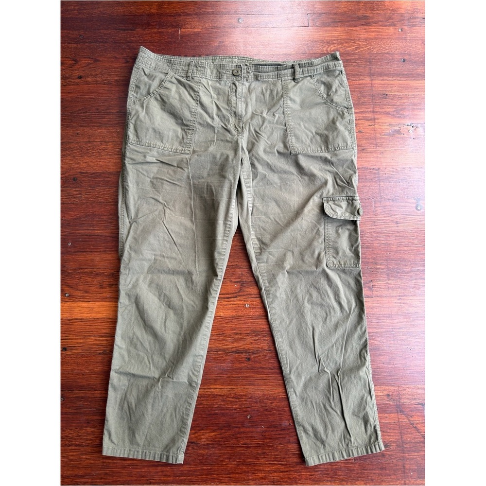 Liz Claiborne Boyfriend Cargo Pants Olive Green Size 16 Utility Straight Leg